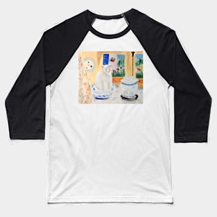 white cat still life Baseball T-Shirt